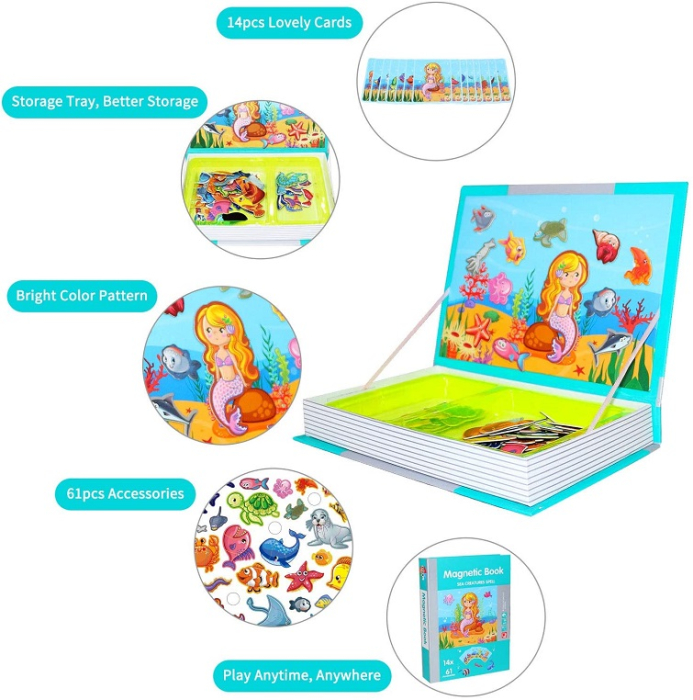 Carte Magnetică Puzzle Lumea Oceanelor cu Animale Marine pentru Copii [6]