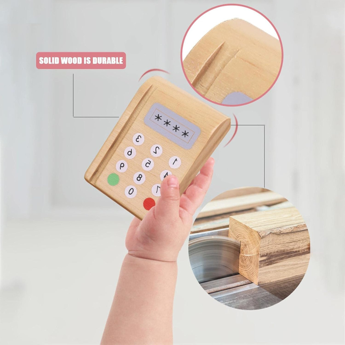 Casă de Marcat din Lemn pentru Copii cu Bani, Card, Terminal de Plată și Rolă de Hârtie, Joc de Rol Magazin, 3+ Ani [4]