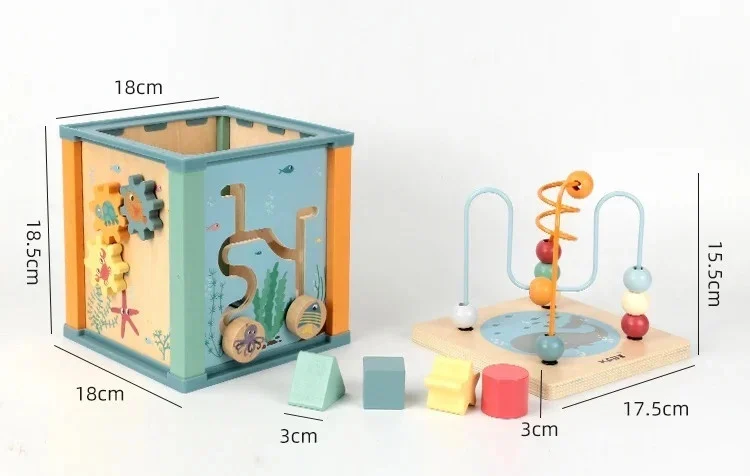 Cub Educativ Kabi Ocean 5 în 1 din Lemn cu Sortator și Labirint [14]