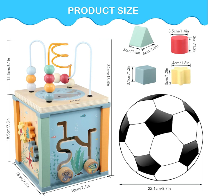 Cub Educativ Kabi Ocean 5 în 1 din Lemn cu Sortator și Labirint [8]