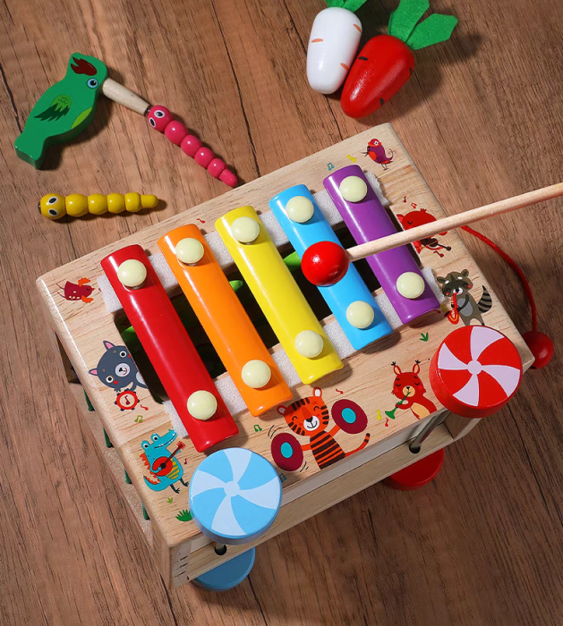 Cub Educativ Montessori 8 în 1 din Lemn cu Xilofon [8]