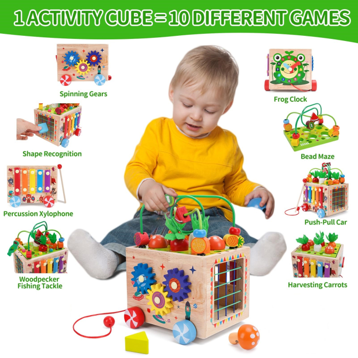 Cub Educativ Montessori 8 în 1 din Lemn cu Xilofon [4]