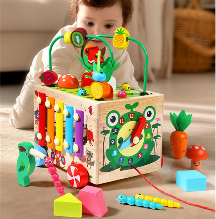 Cub Educativ Montessori 8 în 1 din Lemn cu Xilofon [2]