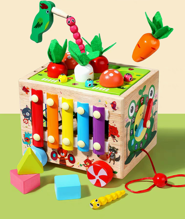 Cub Educativ Montessori 8 în 1 din Lemn cu Xilofon [9]
