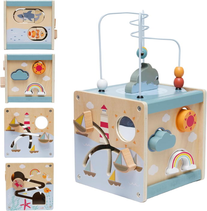 Cub Montessori din Lemn 6 în 1 cu Activități și Tematică Ocean [4]
