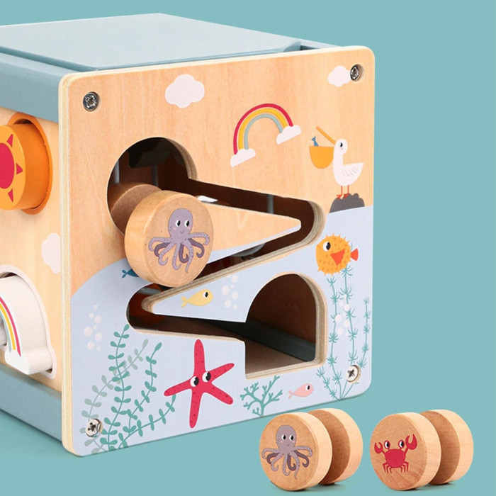 Cub Montessori din Lemn 6 în 1 cu Activități și Tematică Ocean [15]