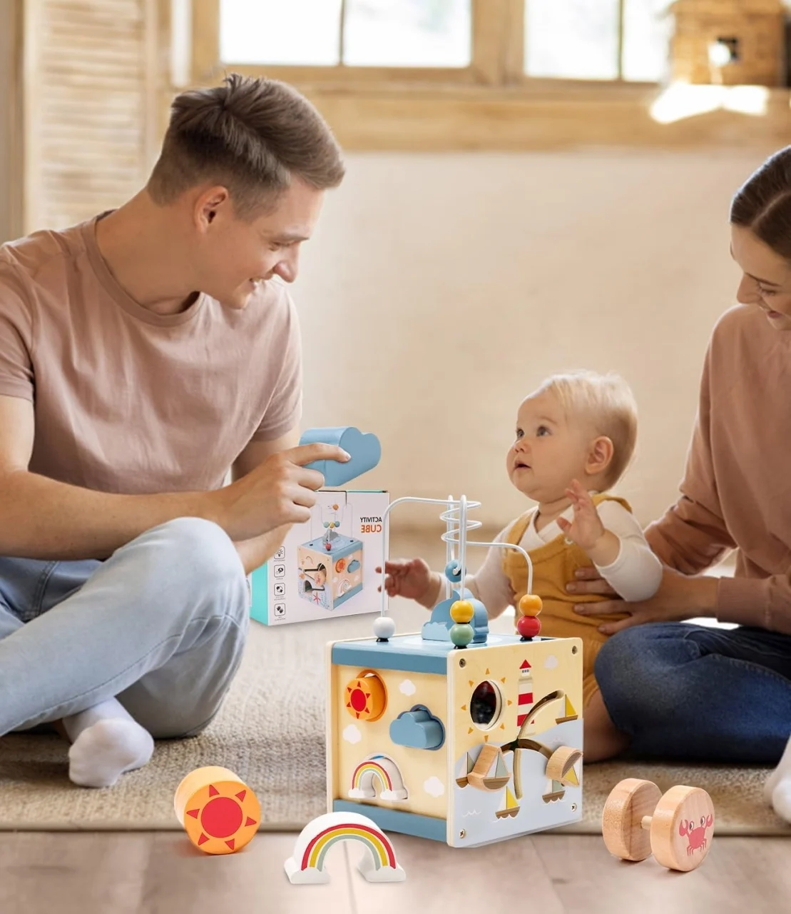 Cub Montessori din Lemn 6 în 1 cu Activități și Tematică Ocean [17]