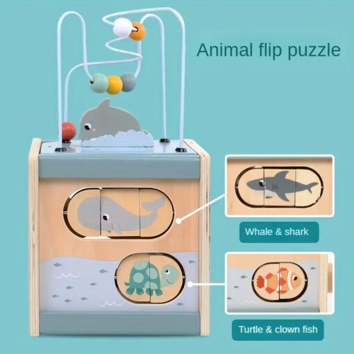 Cub Montessori din Lemn 6 în 1 cu Activități și Tematică Ocean [12]