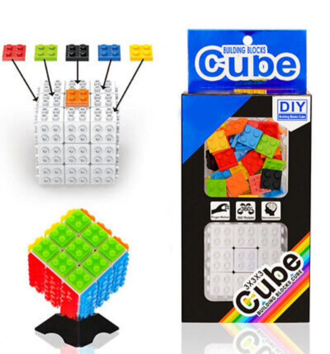 Cub Rubik DIY 3x3x3 cu piese lego, multicolor [6]