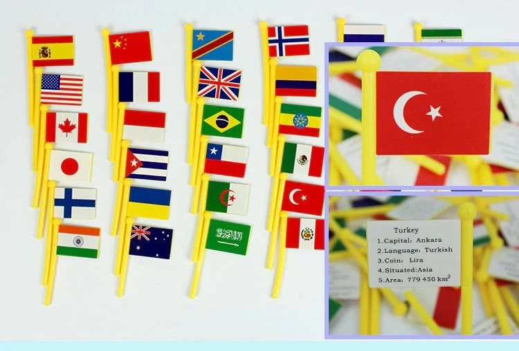 Harta Lumii cu Steaguri 3D, Puzzle Educativ de Geografie, 36 Țări, Joc Montessori din Lemn, 3 ani+ (4) [25]