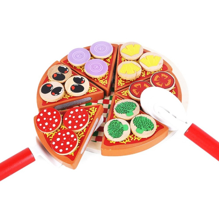 Pizza din Lemn cu Felii și Ingrediente Detașabile – Joc de Rol pentru Micii Bucătari [12]