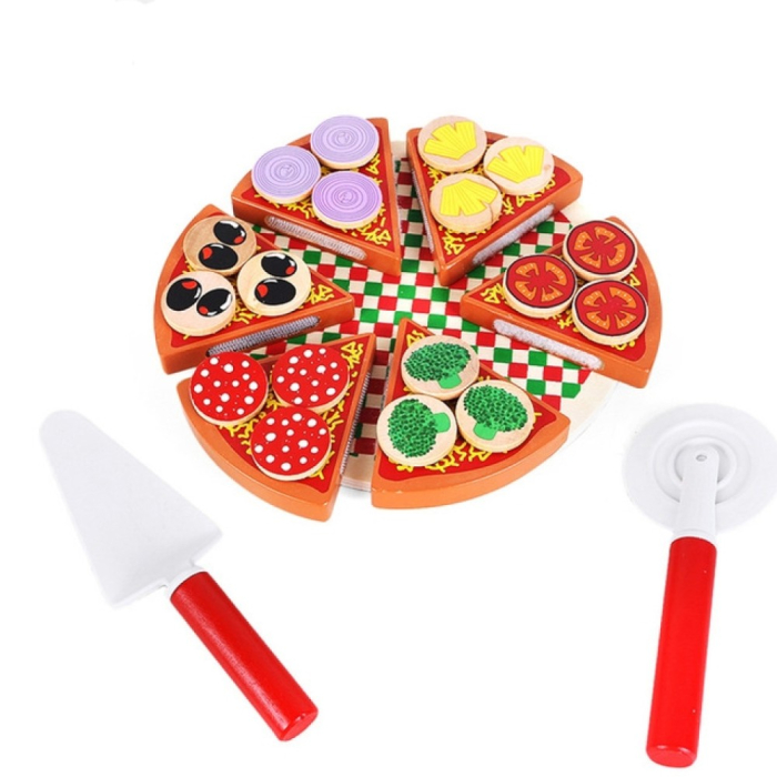 Pizza din Lemn cu Felii și Ingrediente Detașabile – Joc de Rol pentru Micii Bucătari [7]