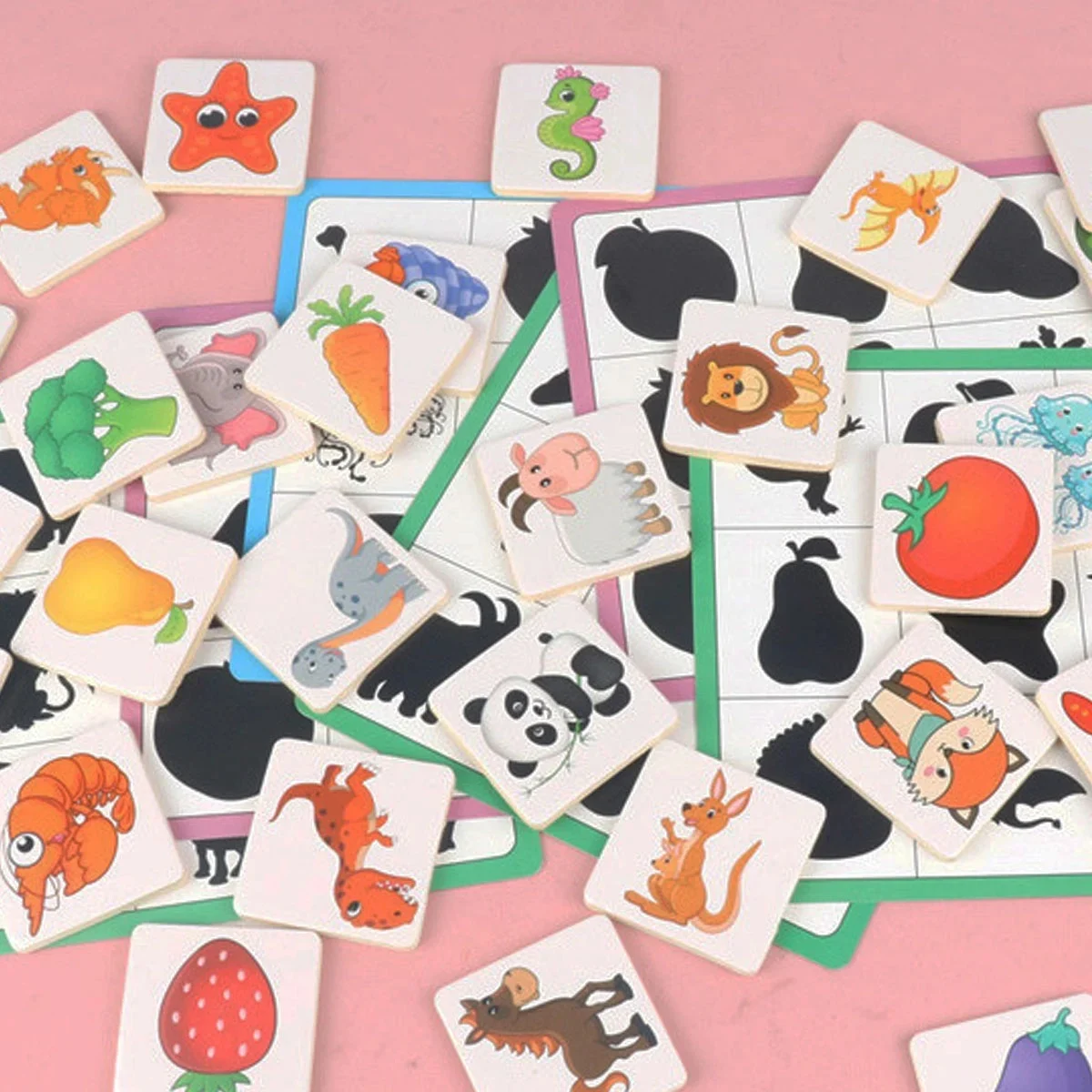 Jocul Umbrelor din Lemn Shadow Pairing, Puzzle Educativ de Asociere Imagini și Siluete, 3+ Ani [3]