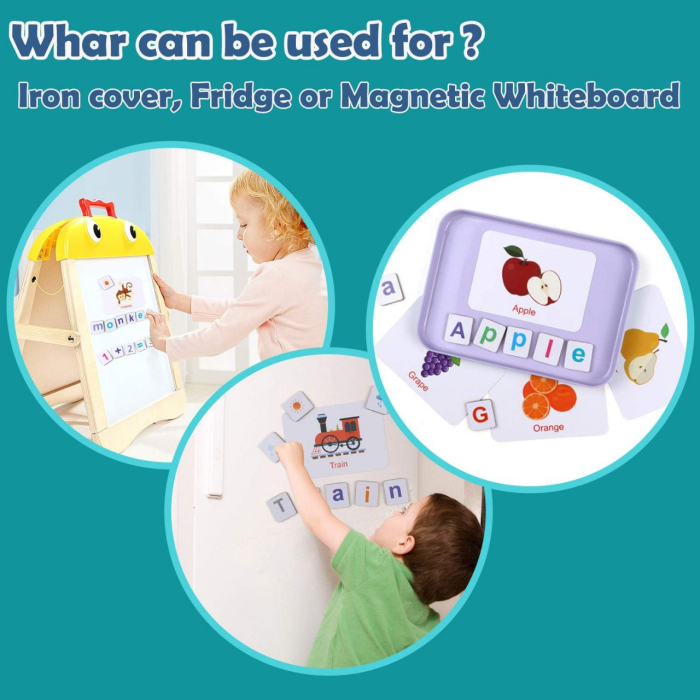 Joc Educativ Magnetic cu Litere, Cifre și Carduri în Cutie Metalică [12]