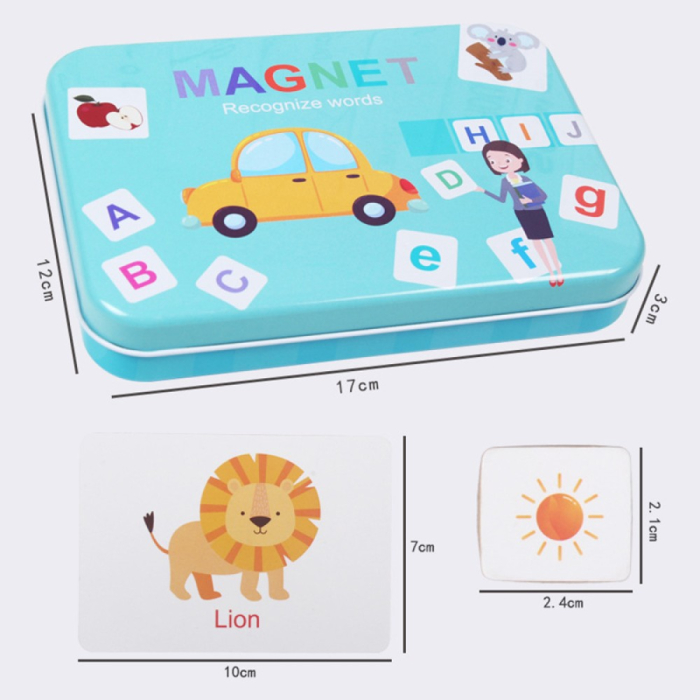 Joc Educativ Magnetic cu Litere, Cifre și Carduri în Cutie Metalică [16]