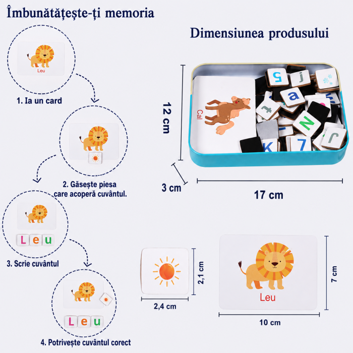 Joc Educativ Magnetic cu Litere, Cifre și Carduri în Cutie Metalică [4]