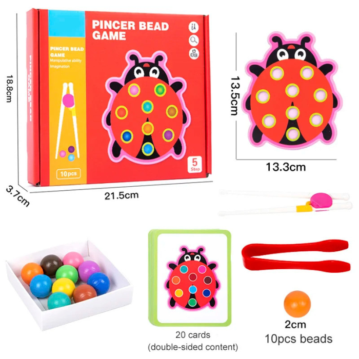 Joc Montessori Buburuză pentru Sortarea Culorilor cu Pensetă și Bile [5]