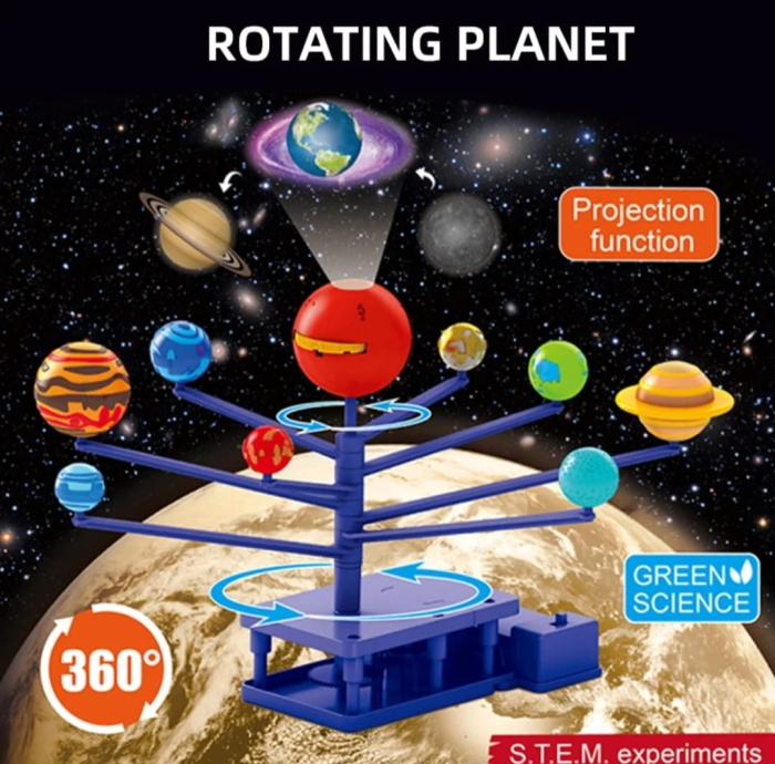 Joc educativ STEM Sistem Solar cu Proiecții – Kit DIY de Asamblare, Proiector Planete, Astronomie copii 6+, Multicolor [6]