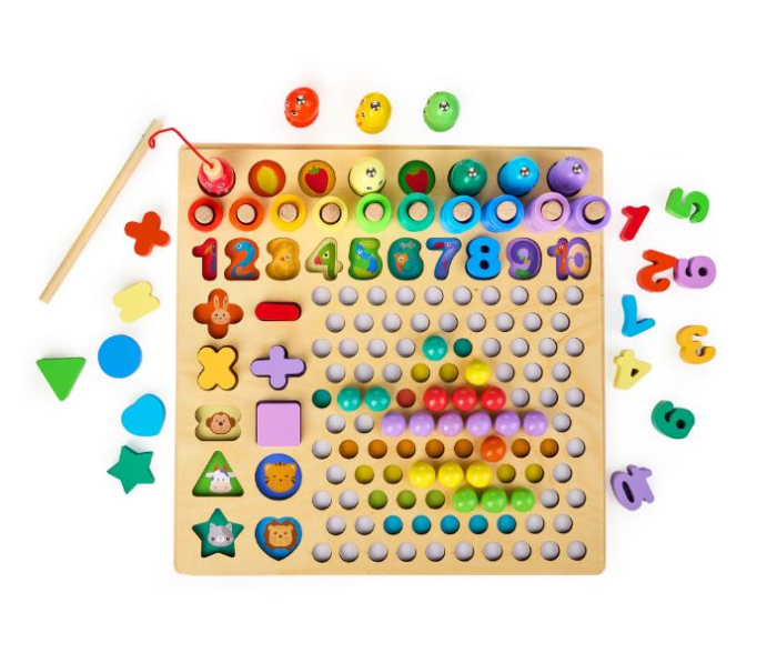 Joc Montessori 5 în 1 din Lemn pentru Matematică, Sortare și Pescuit Magnetic (1) [19]