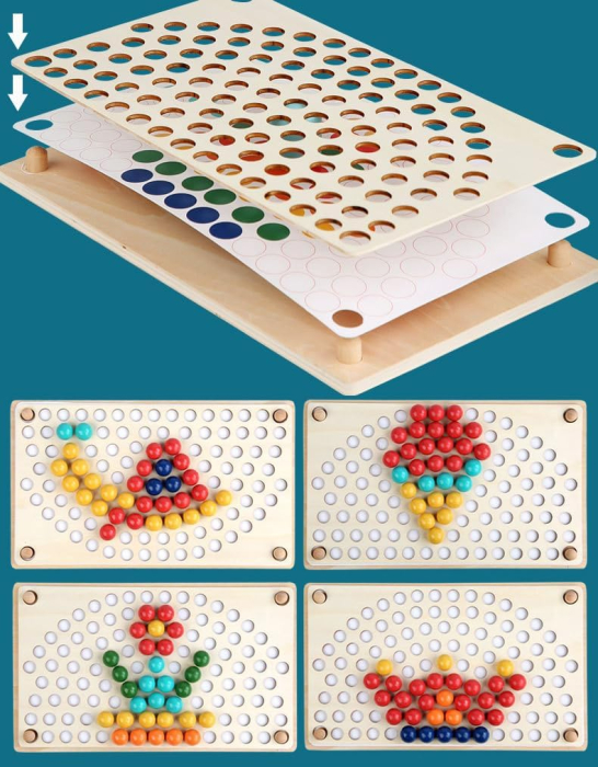 Joc Montessori Rainbow Clip cu Bile din Lemn pentru Asocierea Culorilor (1) [16]