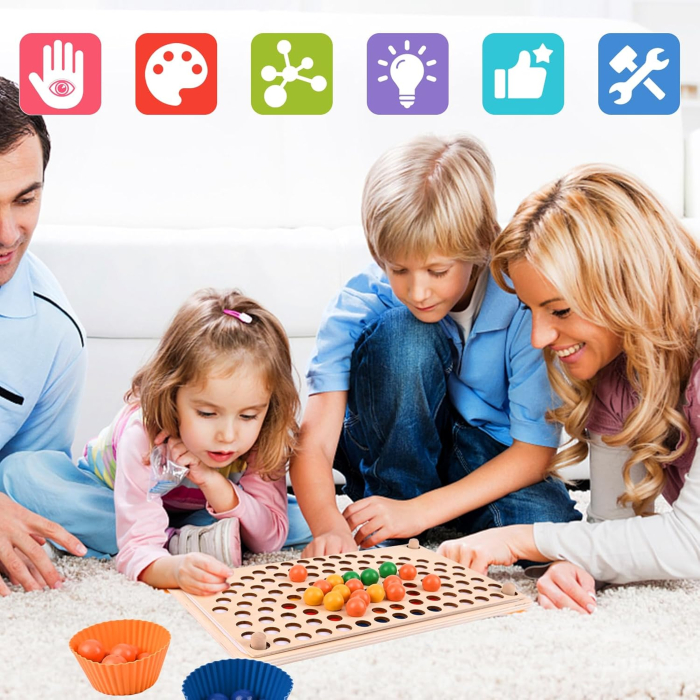 Joc Montessori Rainbow Clip cu Bile din Lemn pentru Asocierea Culorilor (1) [11]