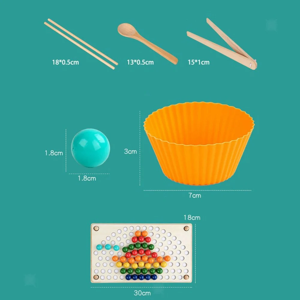 Joc Montessori Rainbow Clip cu Bile din Lemn pentru Asocierea Culorilor (1) [10]