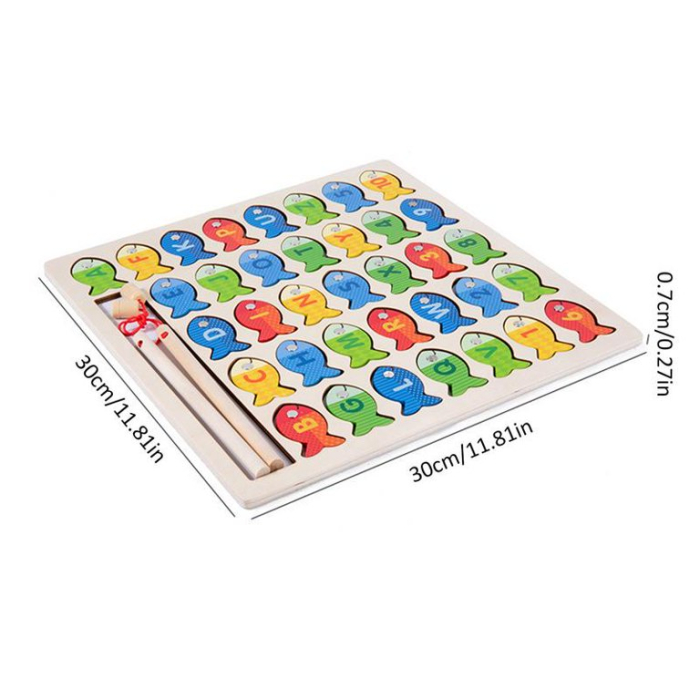 Puzzle din Lemn cu Alfabet, Cifre și Pescuit Magnetic [9]