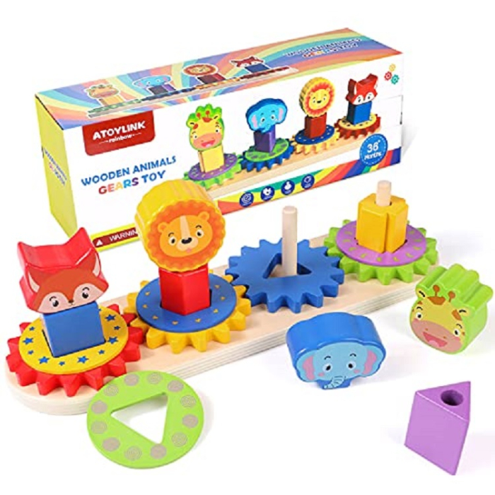 Joc Montessori din Lemn cu Roți Dințate și Animăluțe [14]