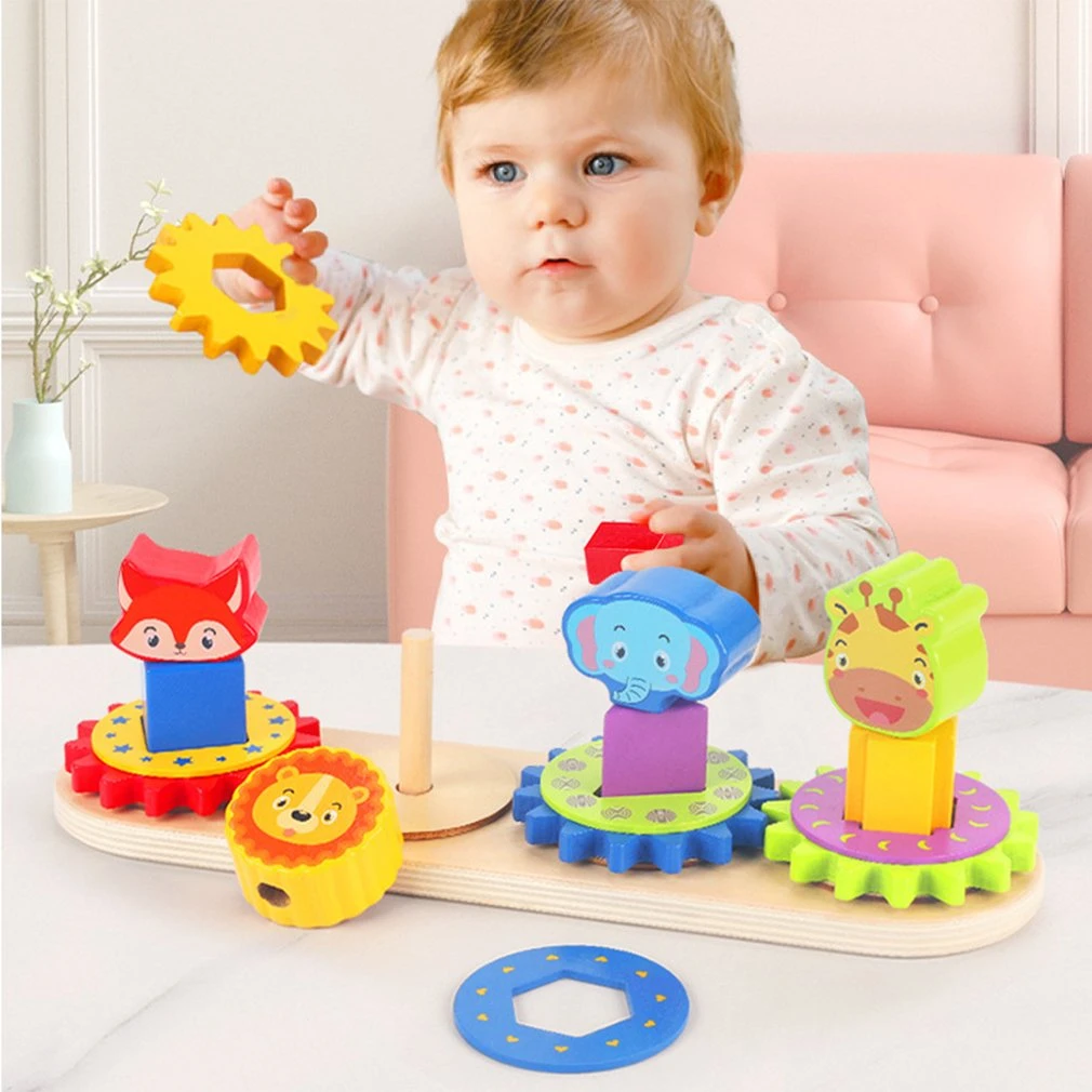 Joc Montessori din Lemn cu Roți Dințate și Animăluțe [3]