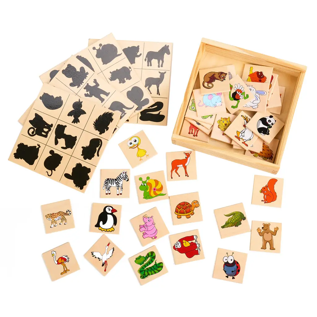Joc Montessori din Lemn Asociere Imagini cu Umbre și Animale [2]