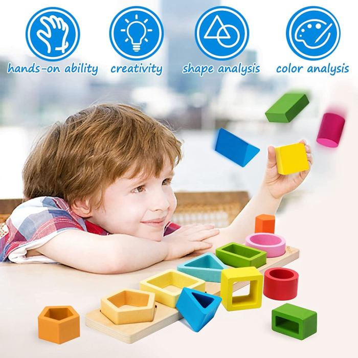 Joc Montessori din Lemn de Sortat și Potrivit Forme Geometrice [8]