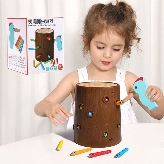Joc Montessori Magnetic Ciocănitoarea Prinde Viermișorii [6]