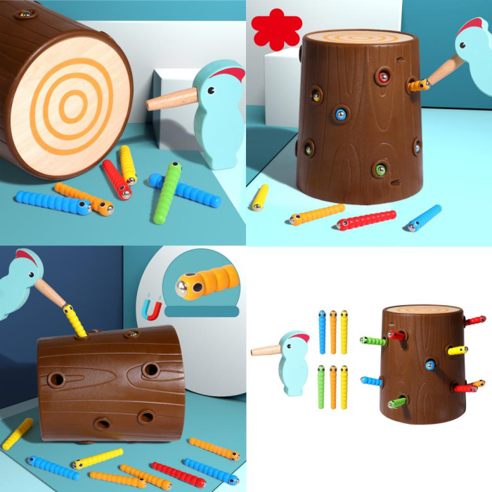 Joc Montessori Magnetic Ciocănitoarea Prinde Viermișorii [8]
