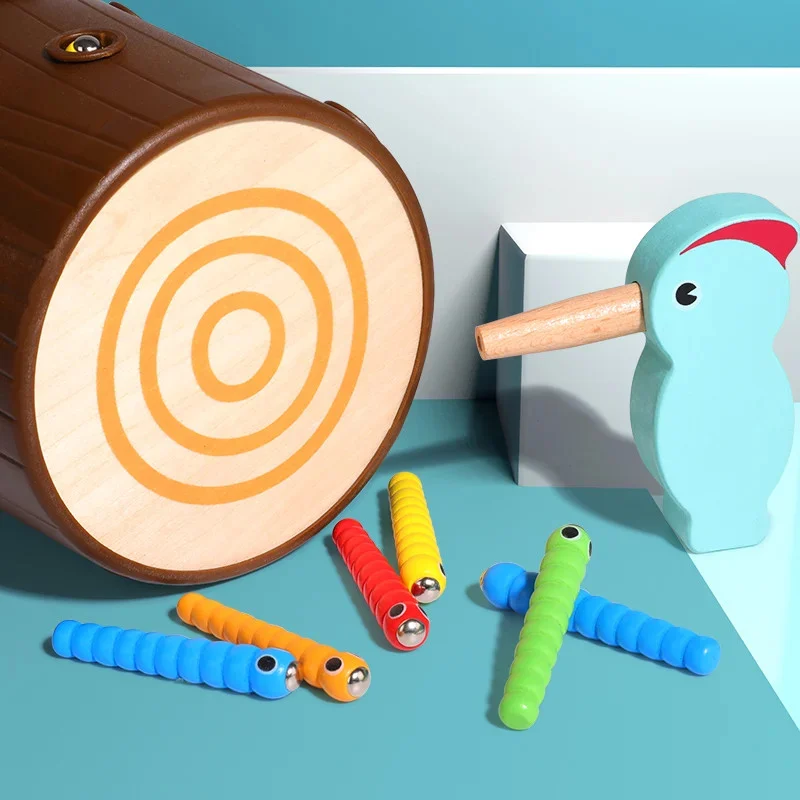 Joc Montessori Magnetic Ciocănitoarea Prinde Viermișorii [2]