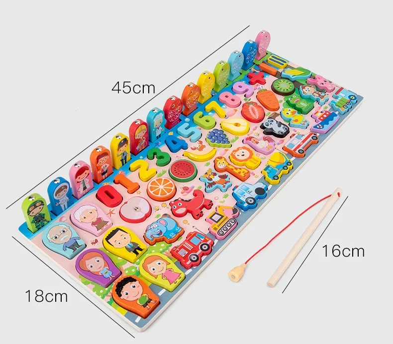 Joc Montessori Multifuncțional din Lemn 7 în 1 cu Puzzle și Pescuit Magnetic [13]