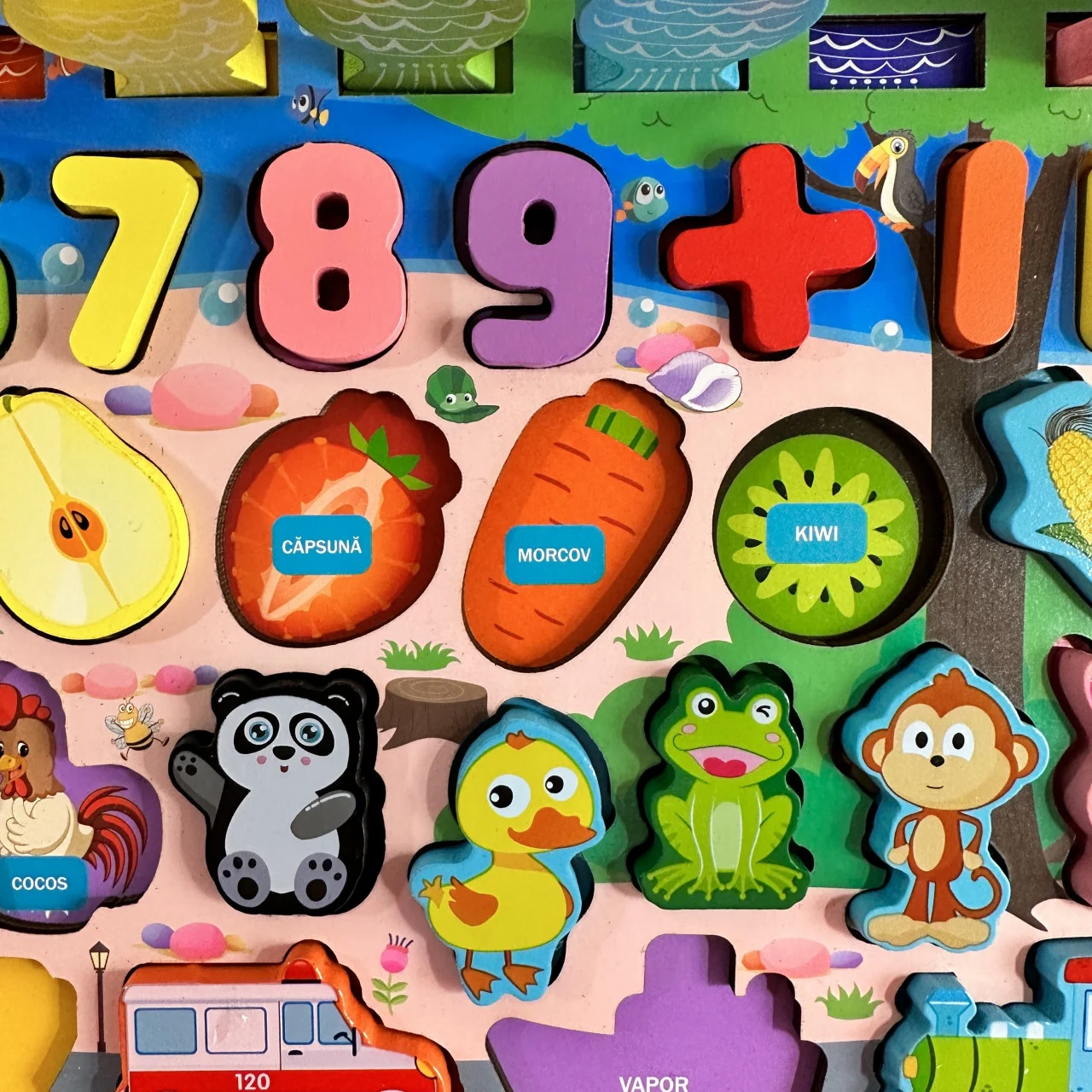 Joc Montessori Multifuncțional din Lemn 7 în 1 cu Puzzle și Pescuit Magnetic [16]