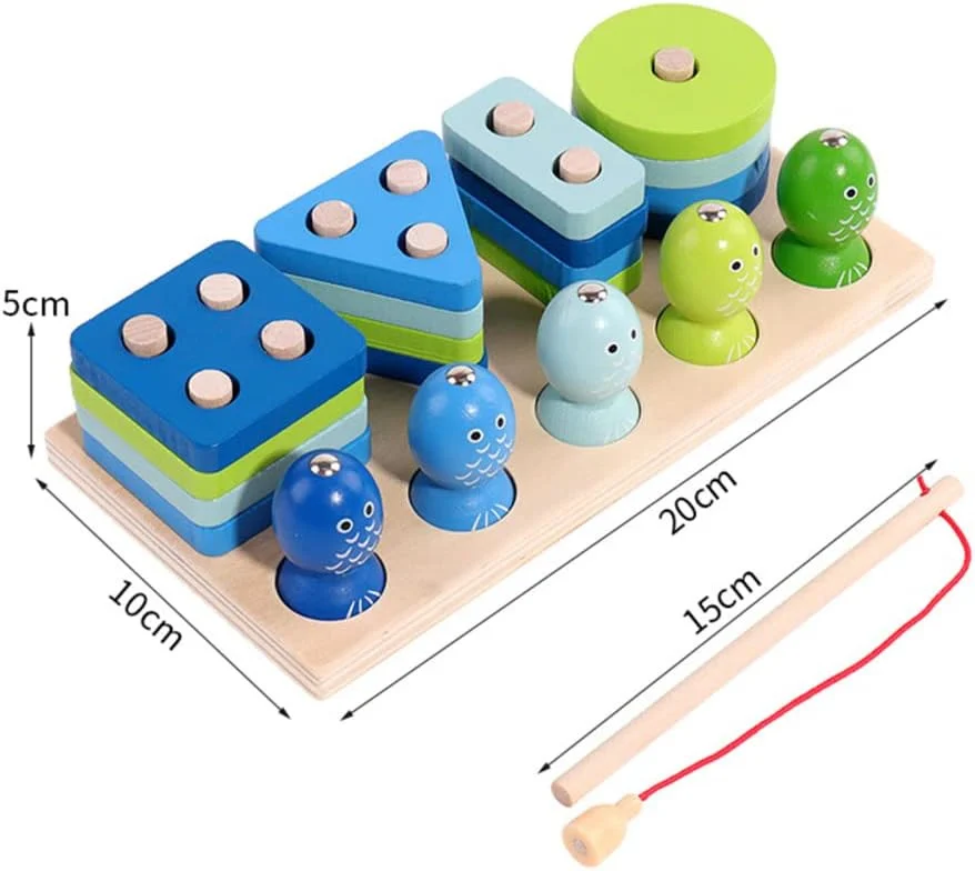 Joc Montessori din Lemn cu Sortare Forme, Numere și Pescuit Magnetic [7]