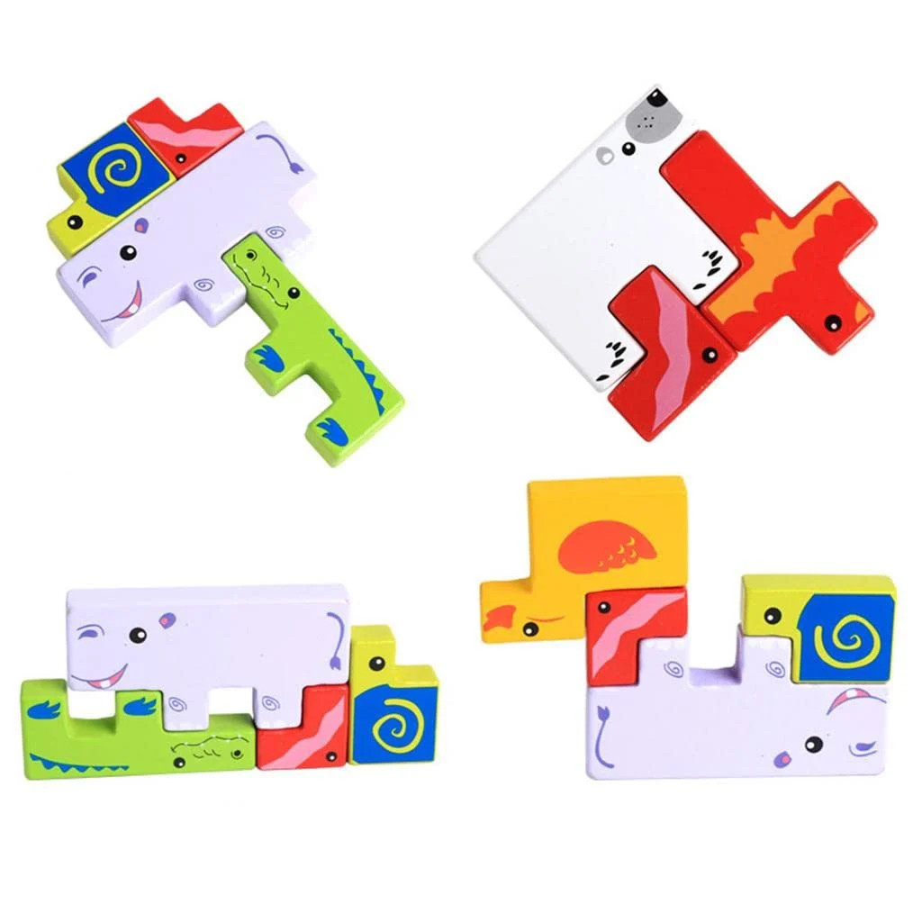 Joc Tetris cu Animale din Lemn – Puzzle de Stivuire și Echilibru [6]