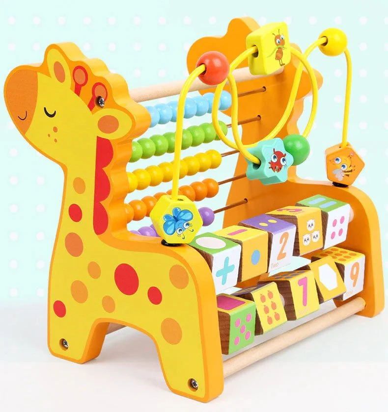 Jucărie Montessori Girafă 3 în 1 – Abac, Circuit Motric și Joc Matematic [8]