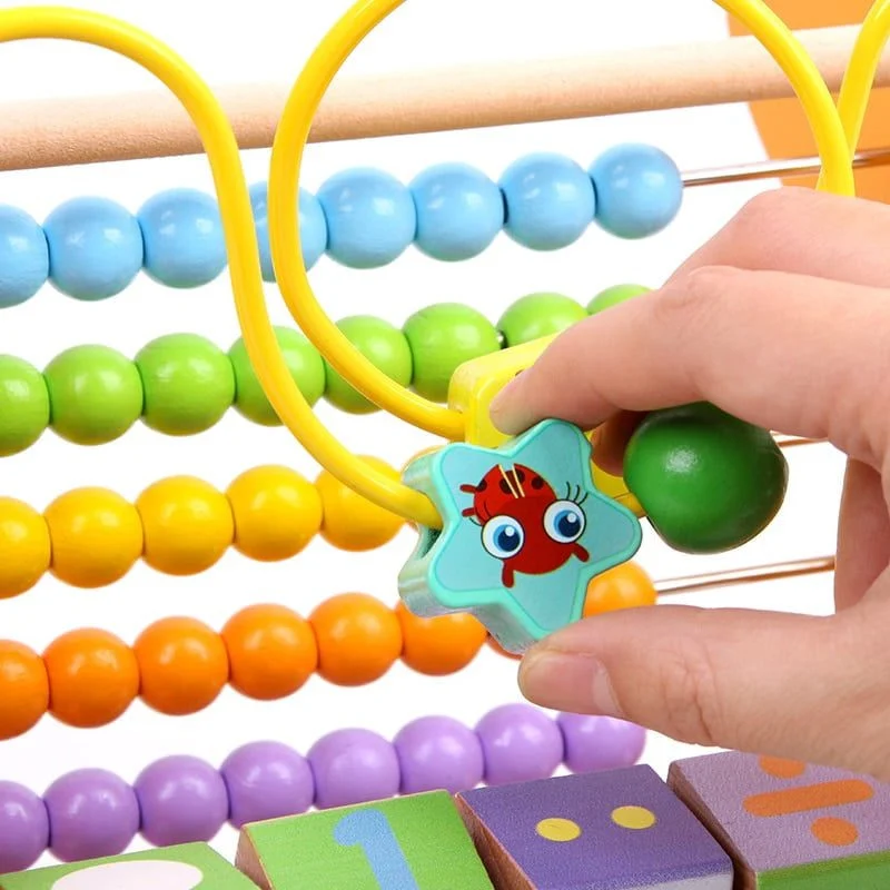 Jucărie Montessori Girafă 3 în 1 – Abac, Circuit Motric și Joc Matematic [3]