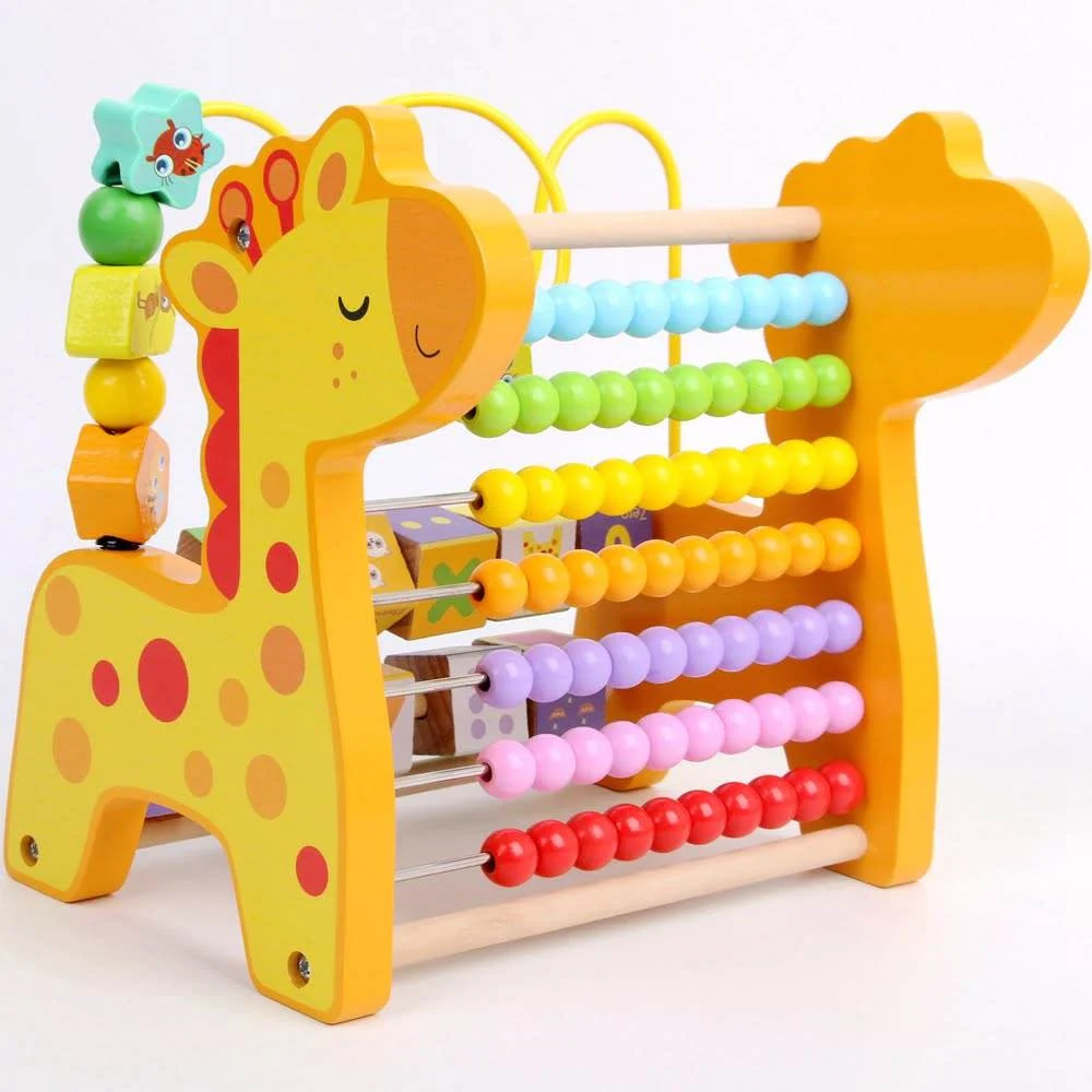 Jucărie Montessori Girafă 3 în 1 – Abac, Circuit Motric și Joc Matematic [7]