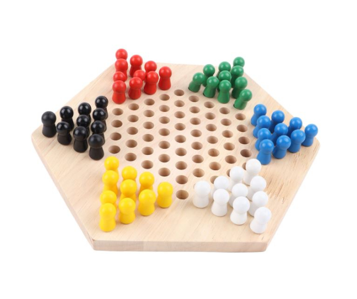 oc Dame Chinezești din Lemn pentru 2-6 Jucători, Joc Clasic de Strategie cu Pioni Colorați, Educațional pentru Copii și Adulți, 6+ ani [6]