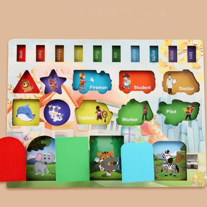 Placă Montessori Multifuncțională din Lemn cu Încuietori, Meserii și Pescuit Magnetic [8]
