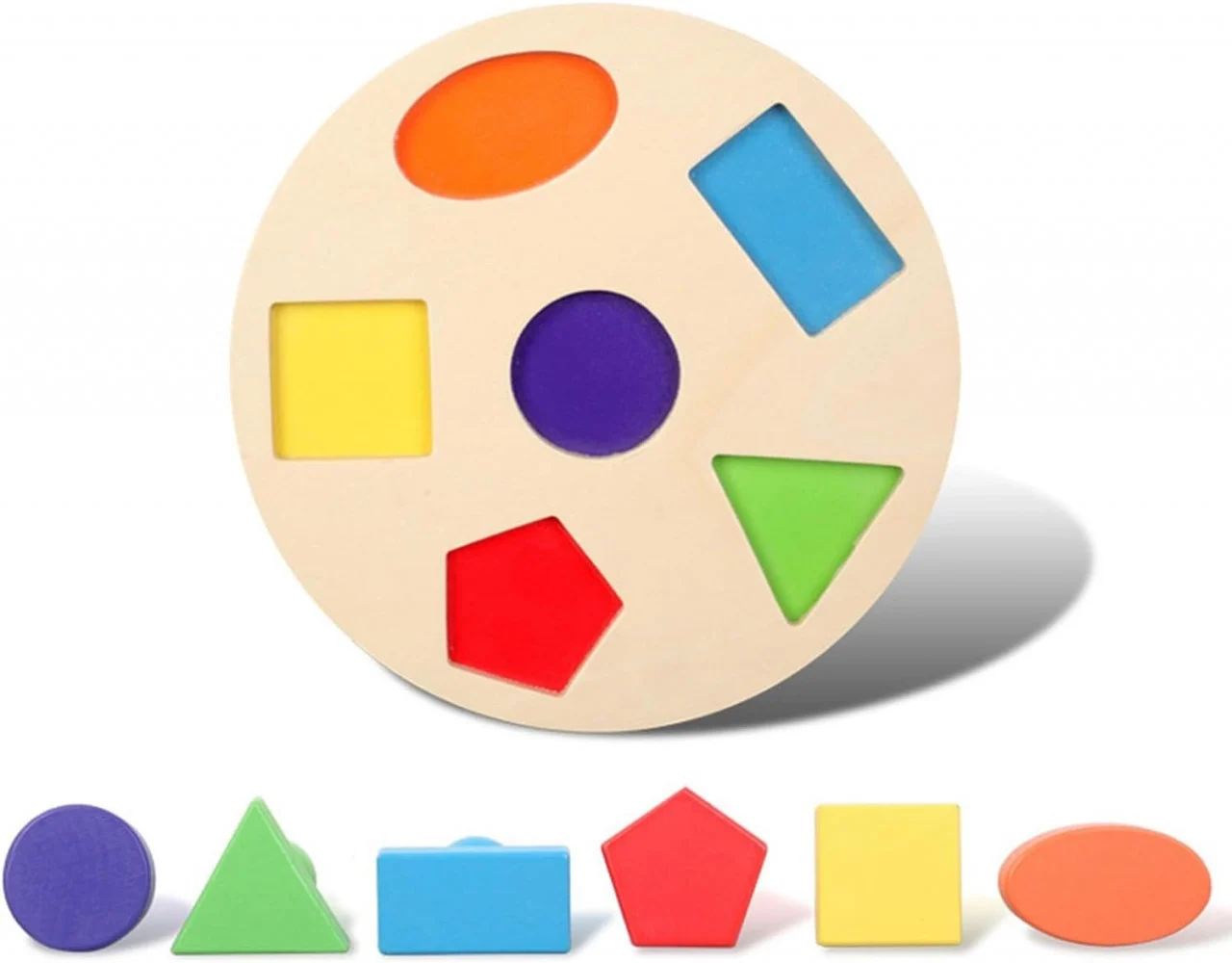Puzzle Montessori din Lemn cu 6 Forme Geometrice Colorate pentru Copii [8]