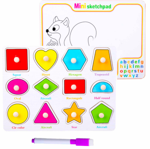 Tablă Magnetică de Scris și Puzzle Montessori cu Forme Geometrice [1]