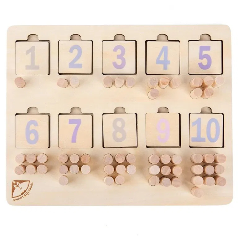 Puzzle Montessori din Lemn cu Cifre 1-10 și Piese pentru Numărare [4]