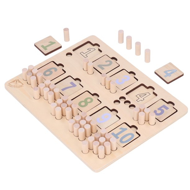 Puzzle Montessori din Lemn cu Cifre 1-10 și Piese pentru Numărare [5]