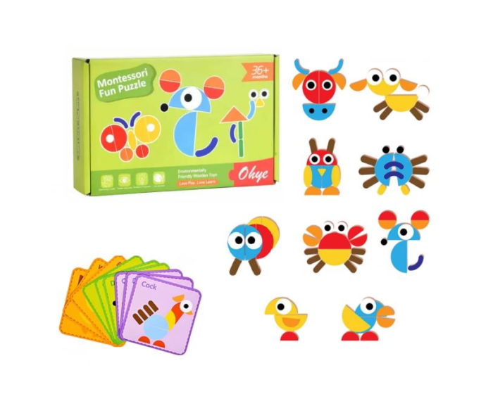 Puzzle Montessori Tangram din Lemn cu 39 Piese și Carduri de Provocare (1) [9]