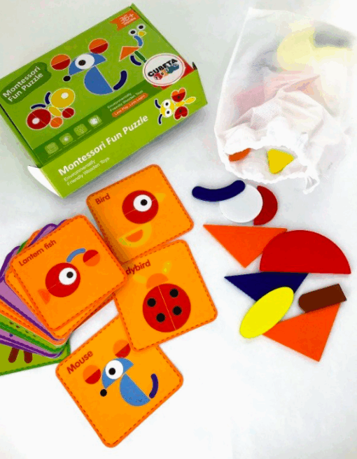Puzzle Montessori Tangram din Lemn cu 39 Piese și Carduri de Provocare (1) [3]