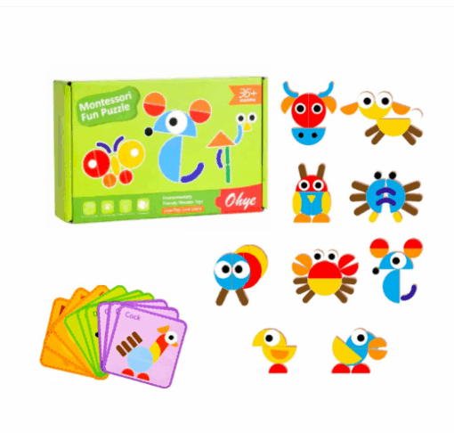 Puzzle Montessori Tangram din Lemn cu 39 Piese și Carduri de Provocare (1) [8]